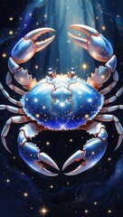 blue crab on black background