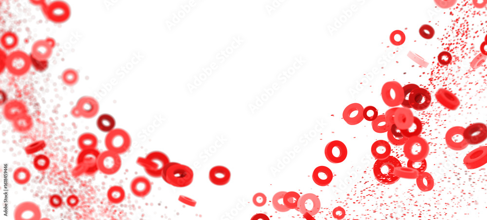 Poster abstract background with red rings and particles. perfect for presentations or websites.