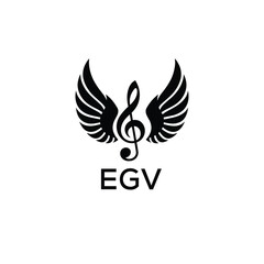 Creative Music Logo with Treble Clef and Wings –EGV Musical Brand Identity Design. EGV Letter Logo.

