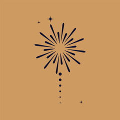Golden sparks lighting the sky in celebration. Use for posters, cards, or digital graphics around festive occasions.