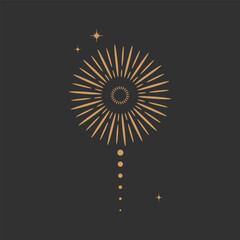 Classic golden fireworks illustration with festive mood. Ideal for marketing designs, party invites, or patriotic holidays.