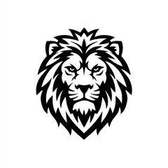 Obraz premium A powerful lion head in black and white vector illustration
