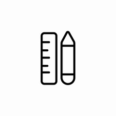 ruler pencil stationery icon sign vector