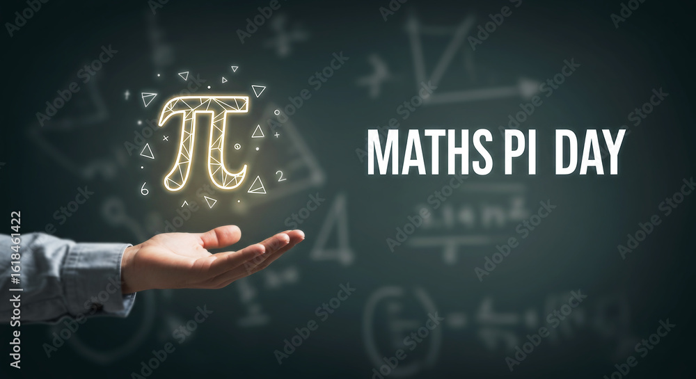 Fototapete math pi day: a creative rendering presents the mathematical symbol π in a radiant glow above the ope