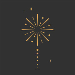 Stylized gold firework display for upscale events. Versatile vector for anniversaries, holidays, or night parties.