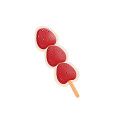 Cute Candied Strawberry on a Stick | Tanghulu Cartoon Illustration
