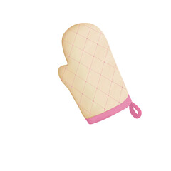 Cute Pink Oven Mitt Isolated on Dark Background | Baking Glove Illustration