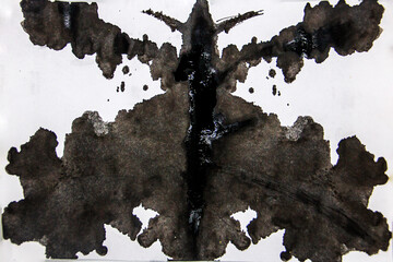 Black paints and gouache in the Rorschach test produces bizarre drawings on white paper, large	
