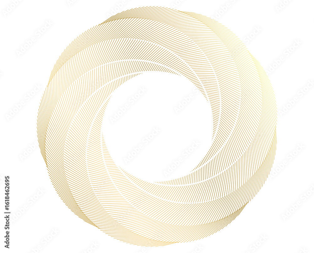Poster design elements. gold wave of many sparkling lines. abstract circle glow wavy shape on a white backg