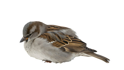 Side view of a sleeping female pheasant isolated on transparent background.