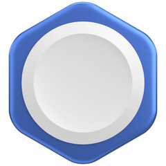 Hexagon button. Price tag. 3D illustration.