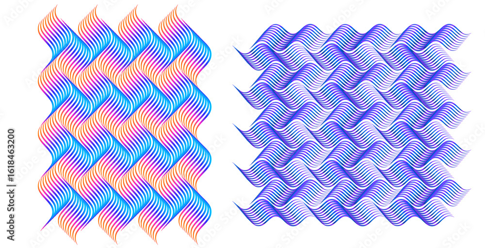 Poster soft rainbow color. linear background. design elements. polygonal lines. guilloche. protective layer