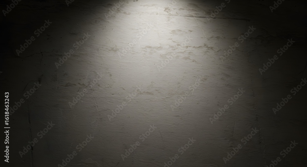Poster a textured wall is illuminated by a single spotlight, creating a contrast between light and shadow w