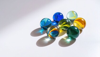 Colorful Glass Marbles On White Background