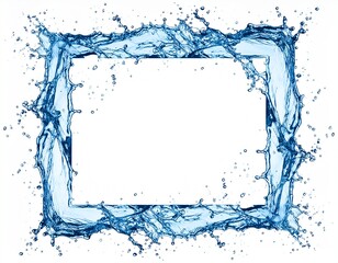 白背景に水の飛沫で囲んだ長方形のフレーム