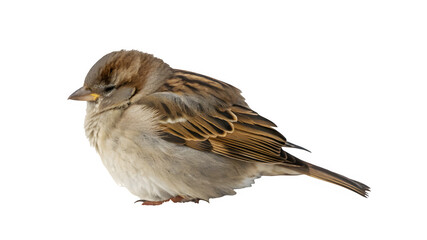 A sleeping sparrow isolated on white and transparent background 