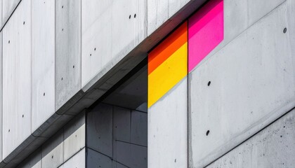 Modern Concrete Wall With Bright Geometric Panels