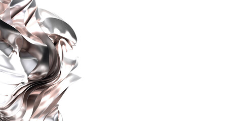 Elegant abstract image of flowing silver and rose gold fabric. Perfect for luxury branding, fashion, and beauty.