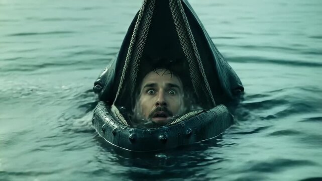 Jonah whale biblic story recreation of man in mouth. 4K Video