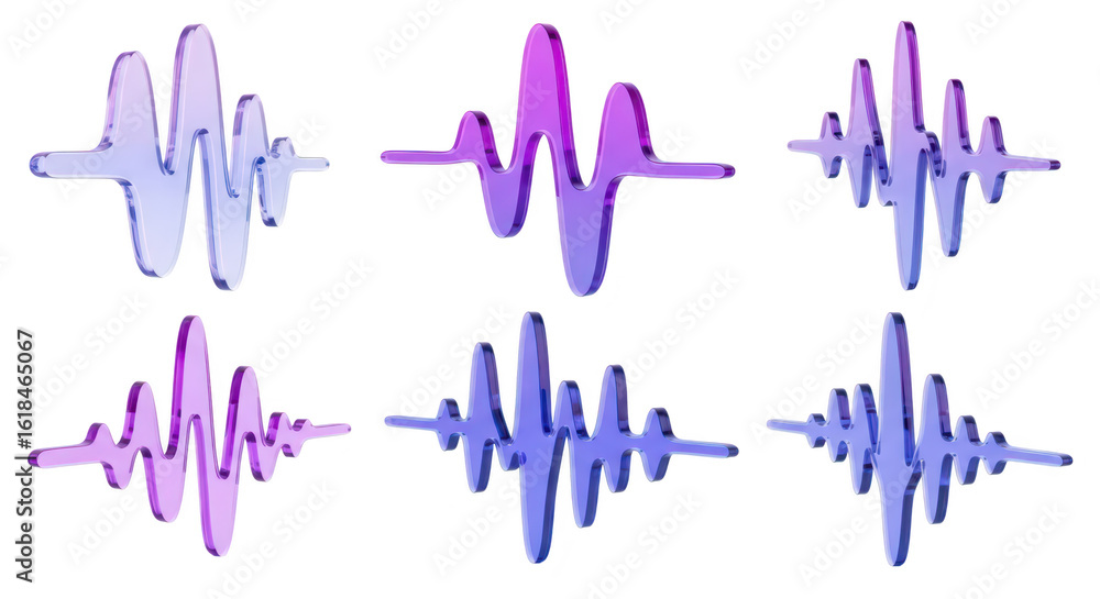 Aufkleber abstract transparent audio wave representations isolated on a white background illustrating sound fr