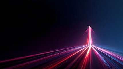Vibrant red laser beams converge into a sharp point against a dark background.