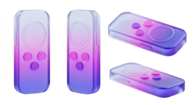 Digital remote controls rendered with a vibrant gradient isolated on white for technology and user interface design - Powered by Adobe