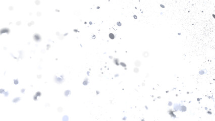 High-resolution stock photo of abstract grey particles floating on a white background. Perfect for overlay, texture, or design element.