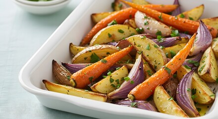 Side dish of roasted root vegetables