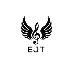 Creative Music Logo with Treble Clef and Wings –EJT Musical Brand Identity Design. EJT Letter Logo.
