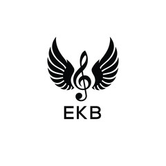 Creative Music Logo with Treble Clef and Wings –EKB Musical Brand Identity Design. EKB Letter Logo.
