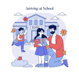 Arriving at School with a Parent and Friend