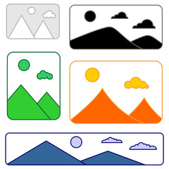 vector illustration of a collection of image gallery icons on a mobile phone