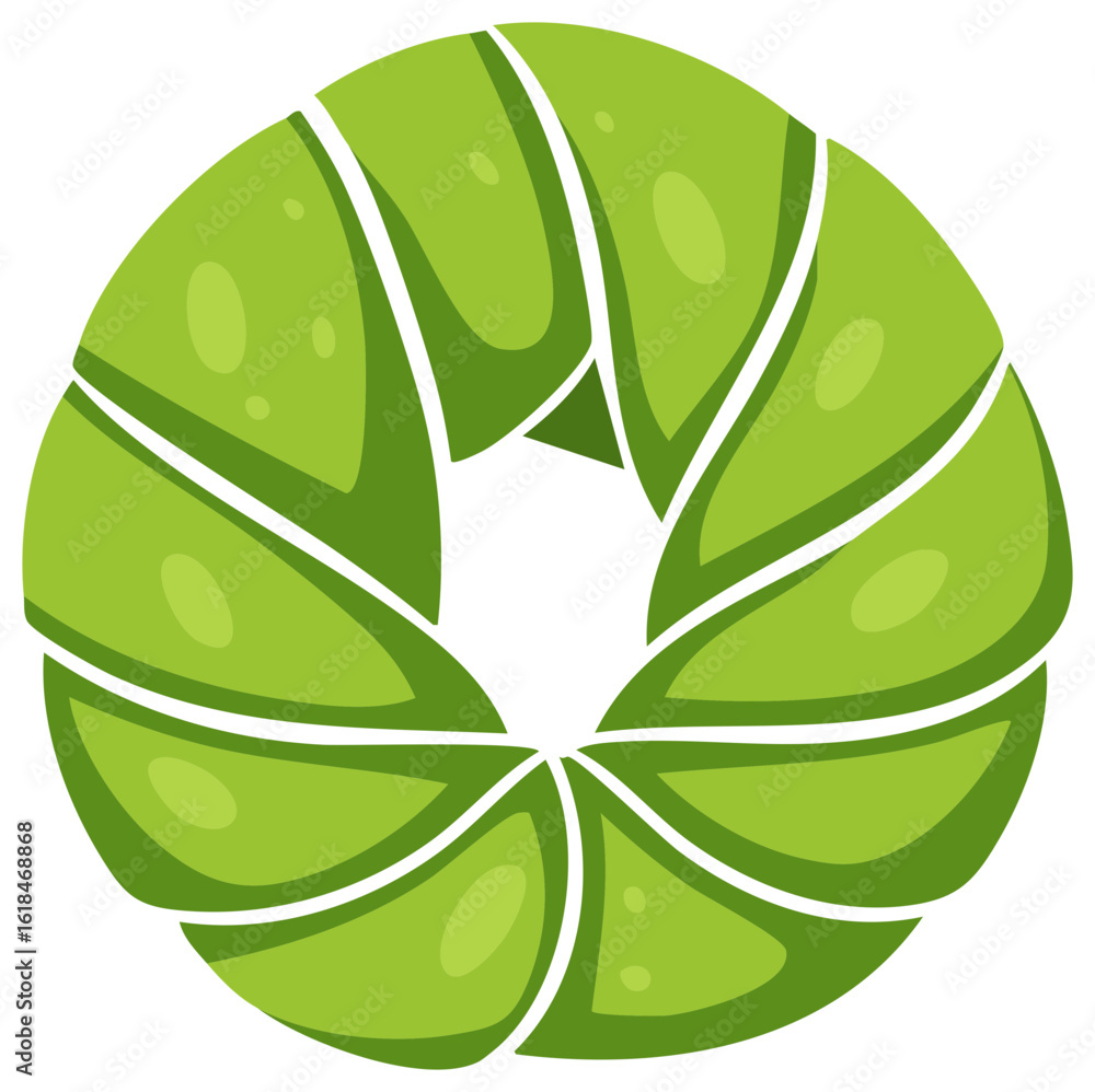 Poster abstract green circle shape with segmented petals and light highlights