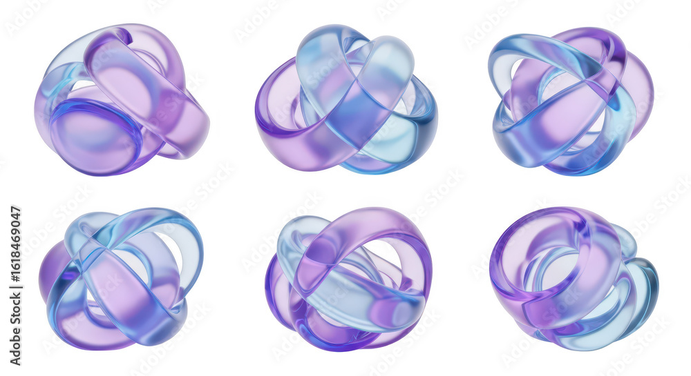 Aufkleber translucent interconnected geometric shapes rotate on a white surface showcasing abstract design ele
