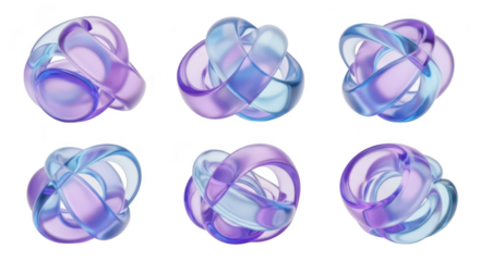 Translucent interconnected geometric shapes rotate on a white surface showcasing abstract design elements suitable for website backgrounds and design