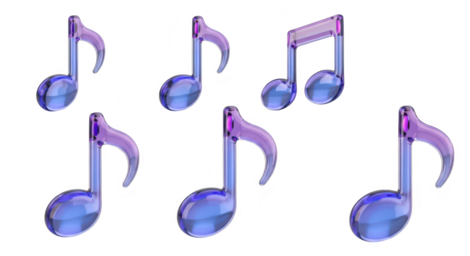 3D-rendered musical notes floating on white background suggesting melody or composition possibilities usable in music education or design - Powered by Adobe
