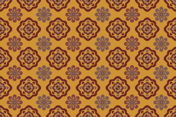 thai art pattern Seamless vintage geometric wallpaper pattern with floral-inspired motif in warm earth tones. Perfect for home decor, textile design, wrapping paper, and digital backgrounds.