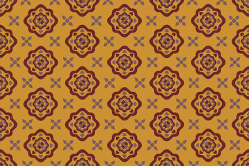 thai art pattern Seamless vintage geometric wallpaper pattern with floral-inspired motif in warm earth tones. Perfect for home decor, textile design, wrapping paper, and digital backgrounds