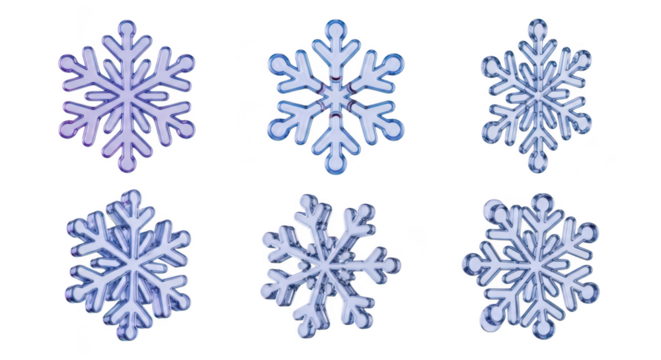 Transparent blue 3D snowflakes arranged on white designed for winter holiday decorations and greetings - Powered by Adobe