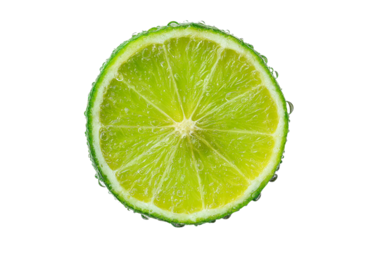 Fresh lime slice isolated on transparent background