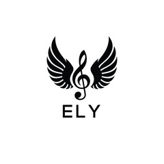 Creative Music Logo with Treble Clef and Wings –ELY Musical Brand Identity Design. ELY Letter Logo.
