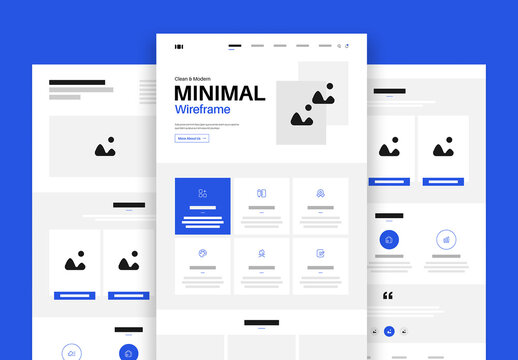 Minimal and Clean Web Wireframe Website UIUX Design Kit