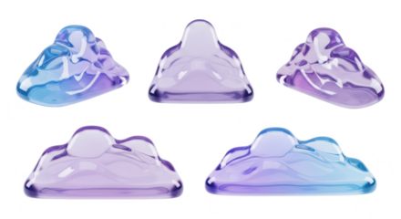 Rendered collection of abstract colorful jelly-like shapes against a white backdrop suitable for graphic design or artistic visualizations