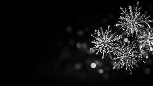 Snowflakes against a dark background