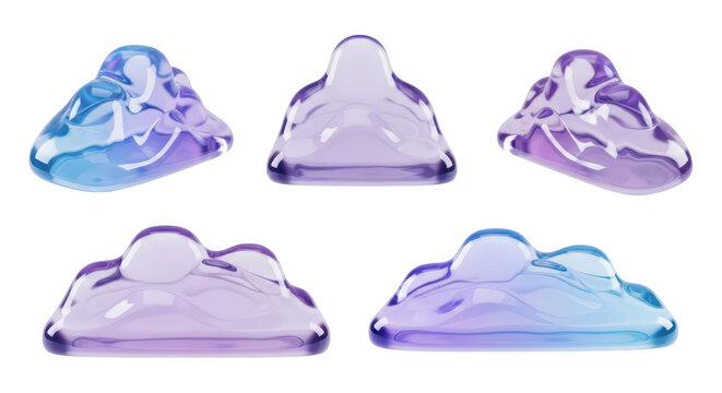 Rendered collection of abstract colorful jelly-like shapes against a white backdrop suitable for graphic design or artistic visualizations