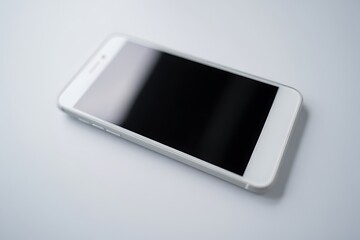 White Smartphone with Blank Black Screen Mobile Technology