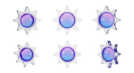 3D rendered sun icons displayed against a plain white backdrop used to represent weather or climate concepts in abstract visual designs