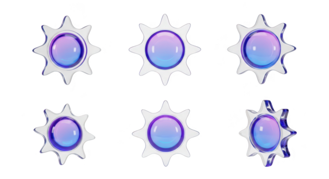 3D rendered sun icons displayed against a plain white backdrop used to represent weather or climate concepts in abstract visual designs