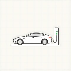 Electric car charging at a modern charging station, promoting sustainable transportation and eco-friendly technology