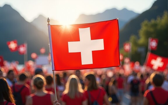 Switzerland National Day Celebrating August 1st with the Swiss Flag. High quality - Powered by Adobe